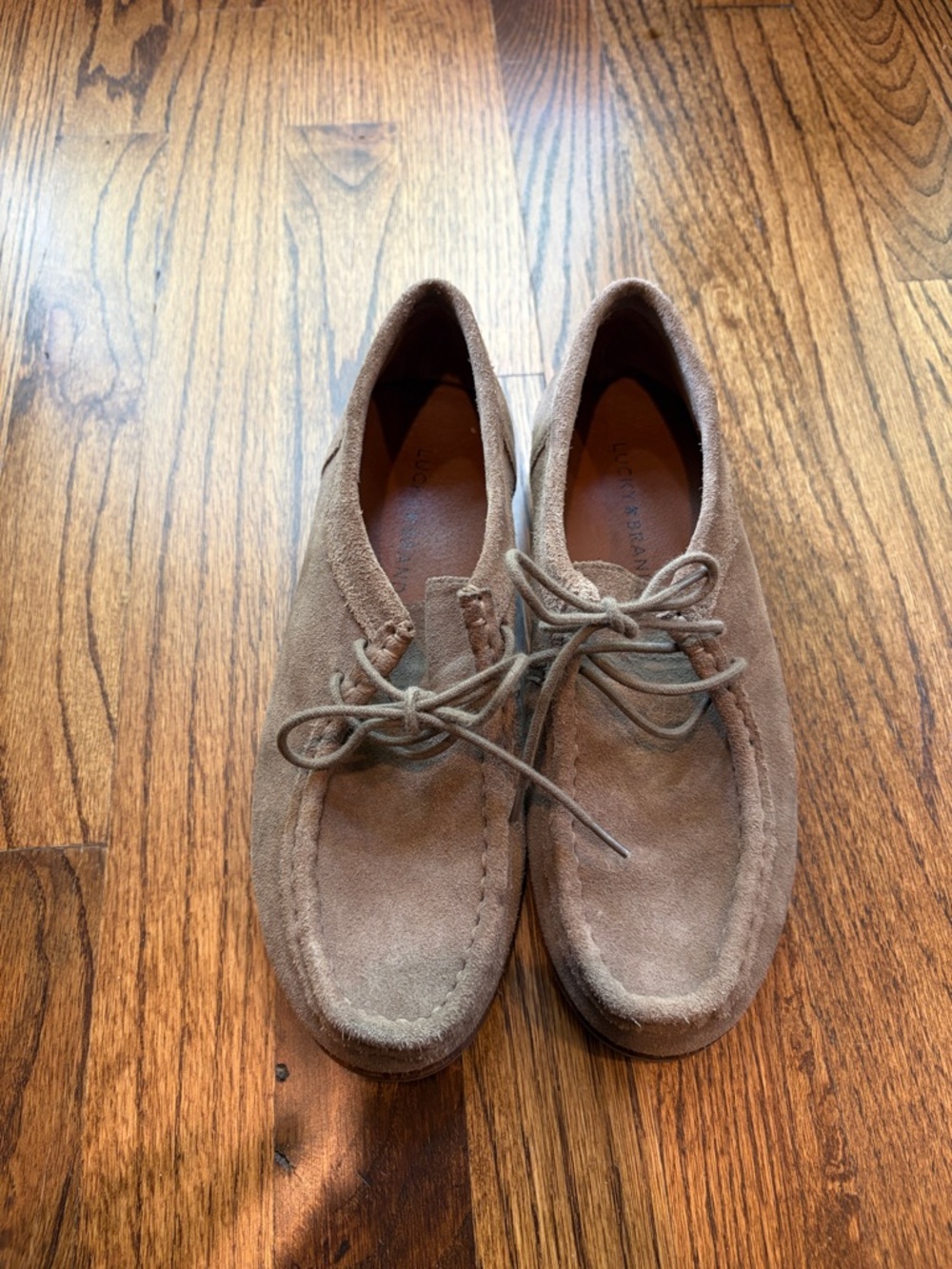 Lucky Brand Women's Suede Casual Lace-Up Moccasins in Light Brown